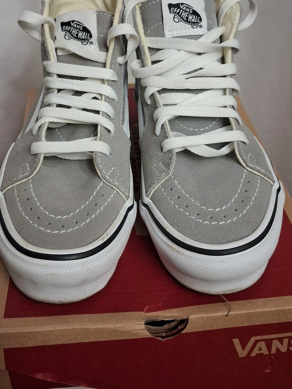 Vans Sk8-Hi  Gray Drizzle & True White High-Top Sneakers Big Boys SZ 3.5 NEW BOX